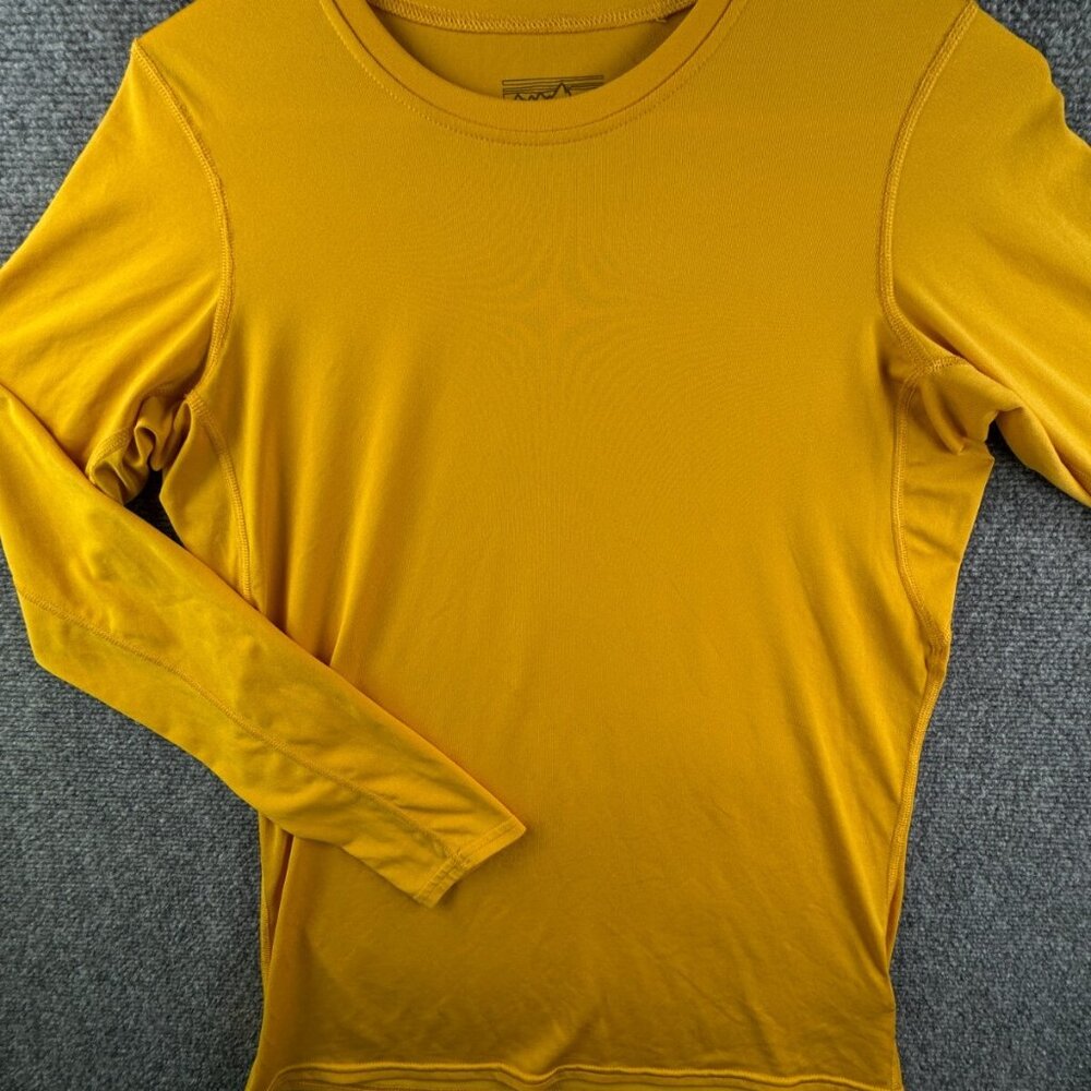 Patagonia Daily Men Capilene Base Layer Long Sleeve Shirt Yellow Small Stretch